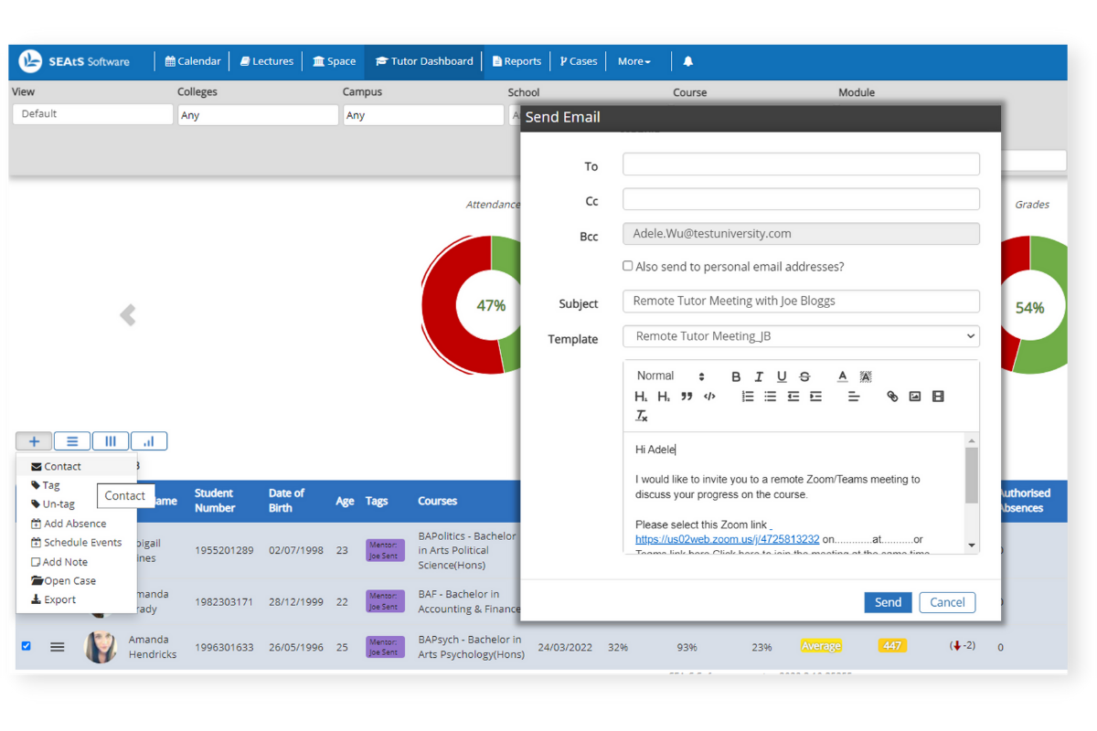 Contact students - engagement solution
