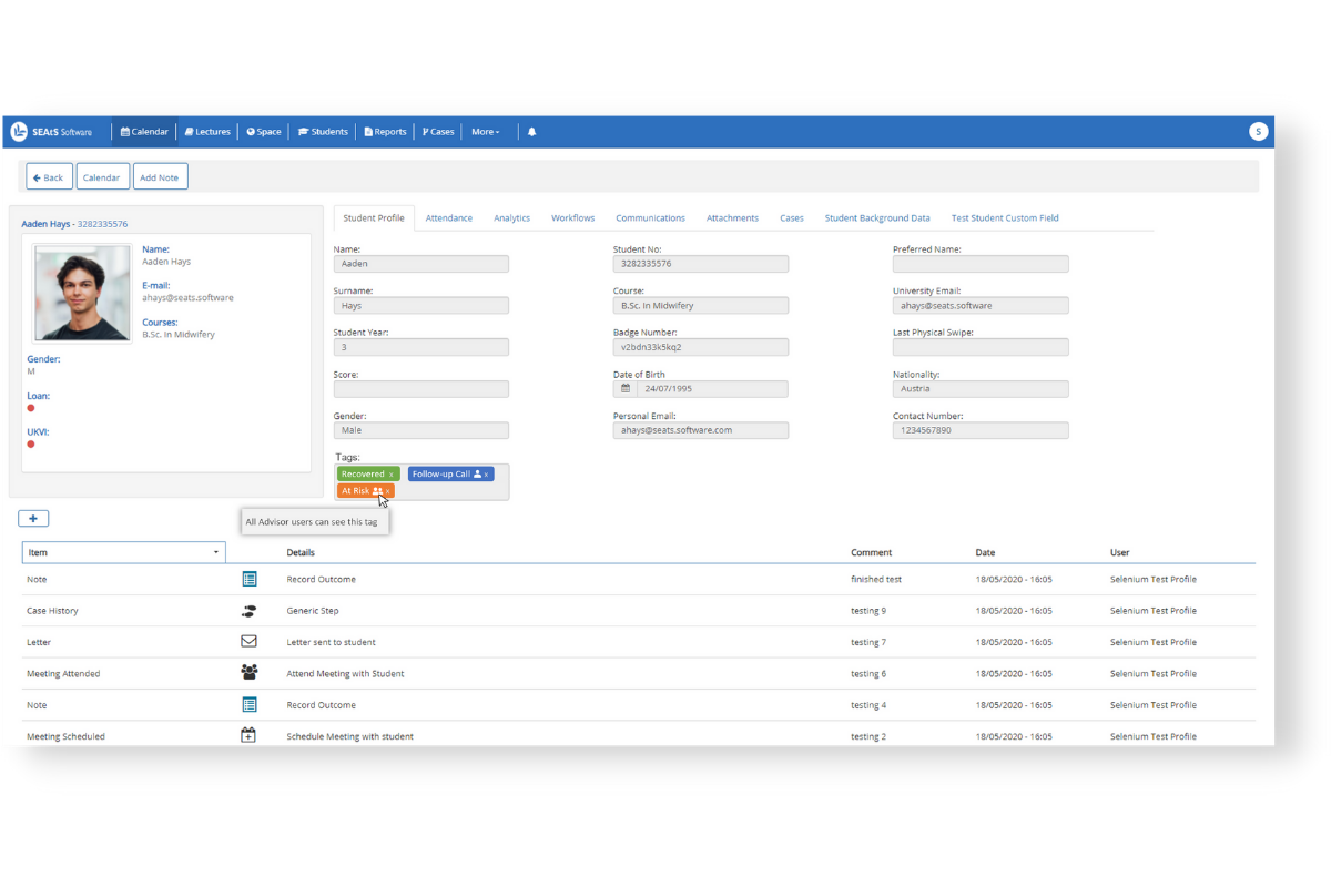 Individual student profile - retention solution