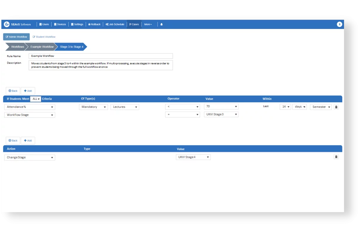 Workflow de conformité UKVI - solution de conformité académique