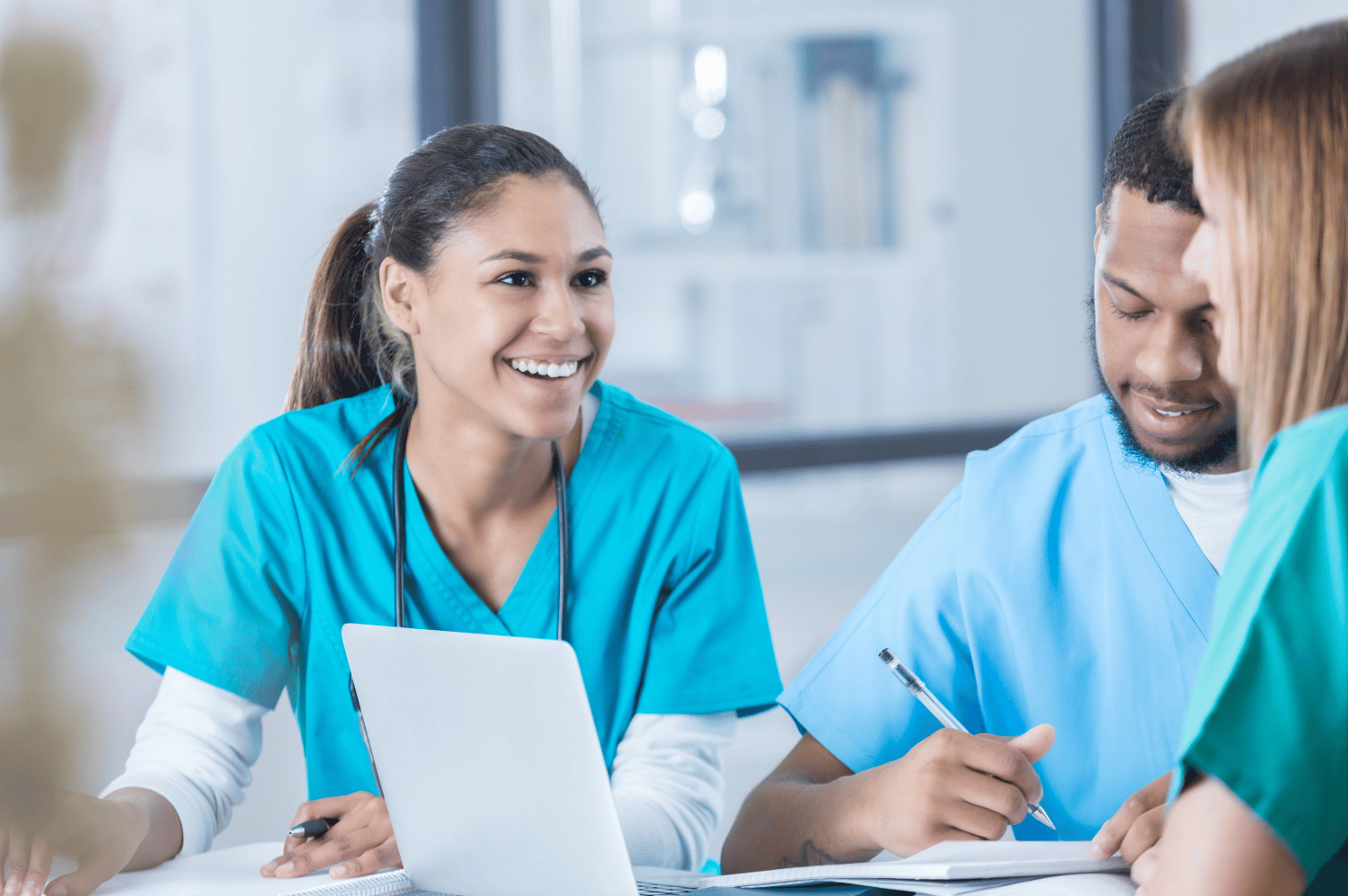 Medical students working together