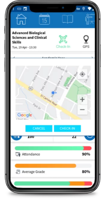 GPS Check in über die Student Mobile App