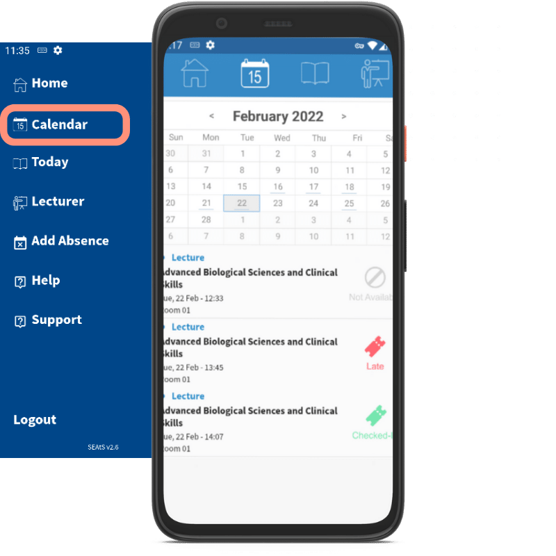 View academic calendar via student mobile app