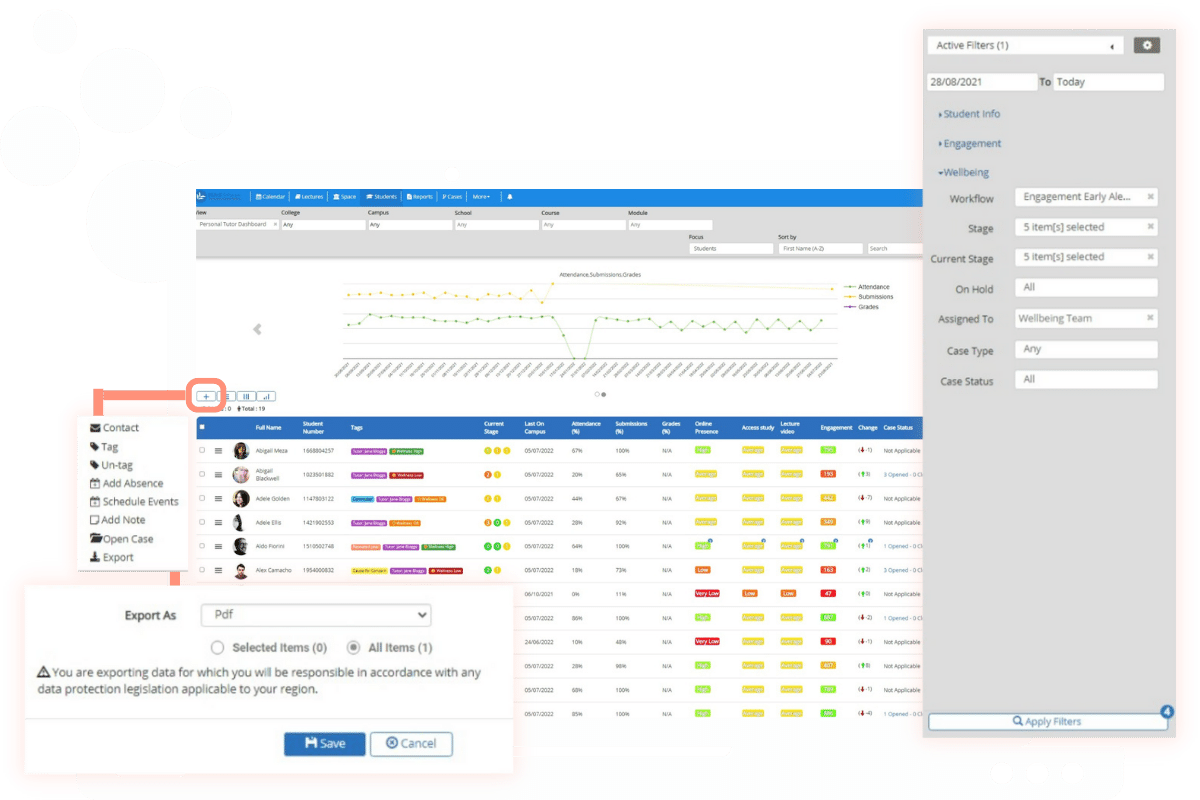 export custom filter reports from dashboard