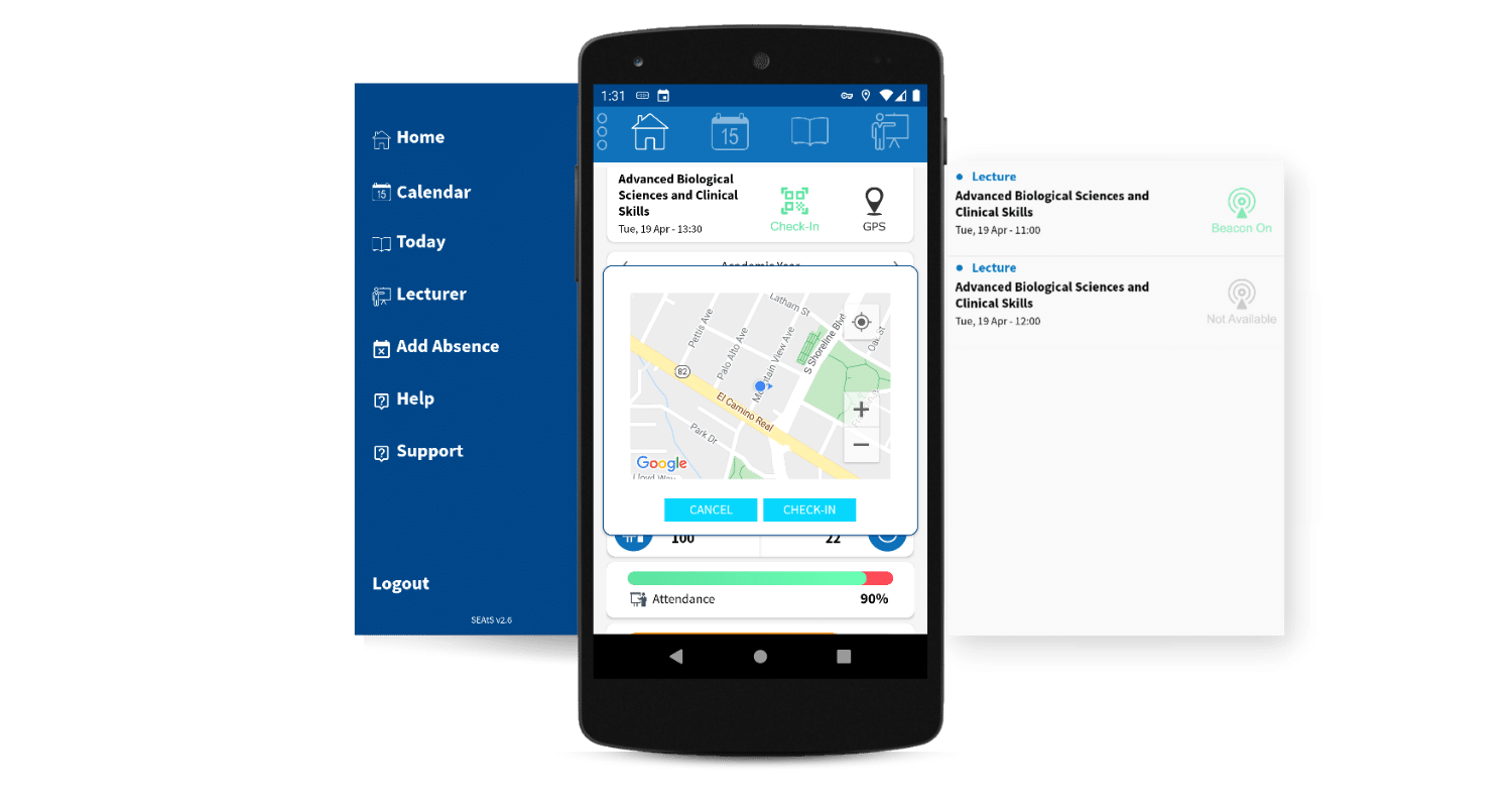 check into offsite events via GPS technology