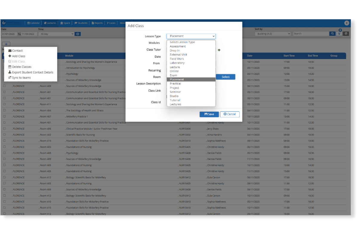 schedule professional accreditation programs and sync to student Microsoft Teams calendars