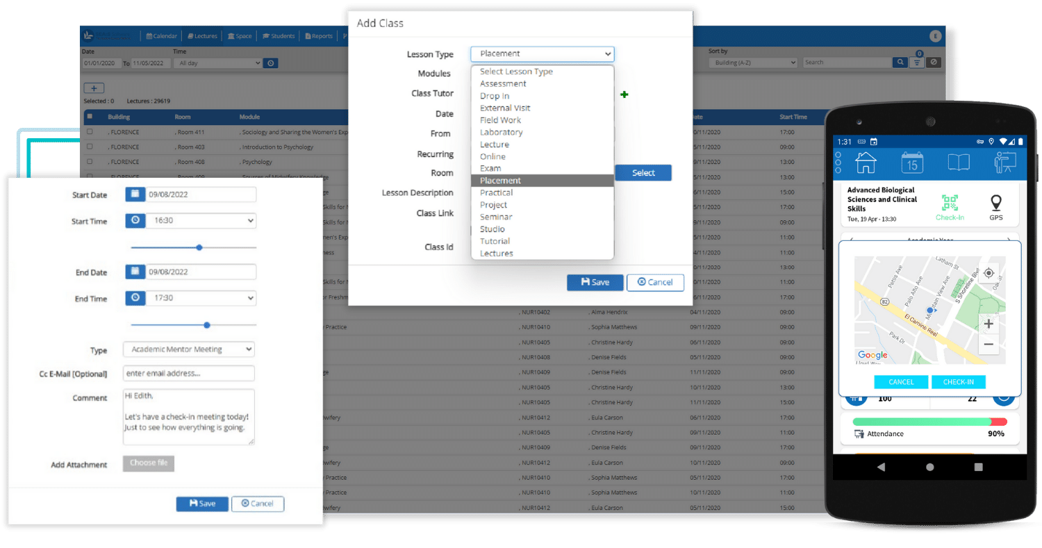 schedule professional accreditation programs with online meetings and gps check in