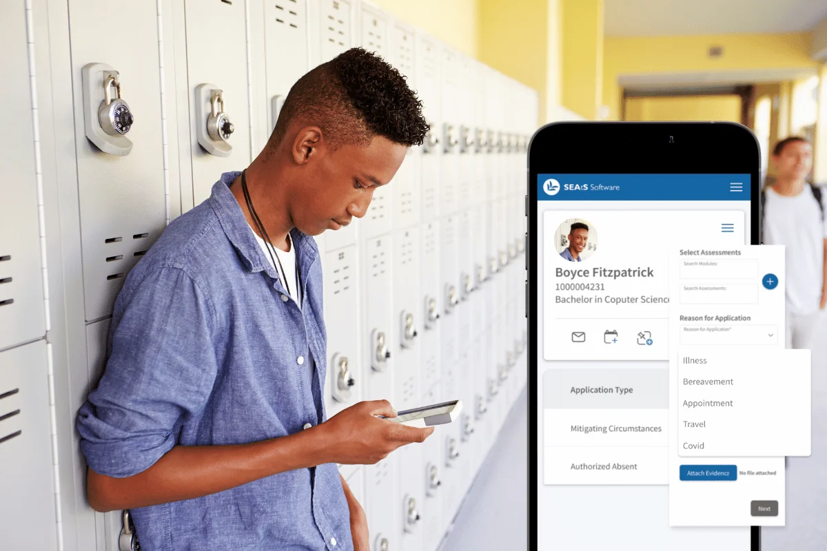 Student creating a mitigating circumstances request via the SEAtS Mobile App