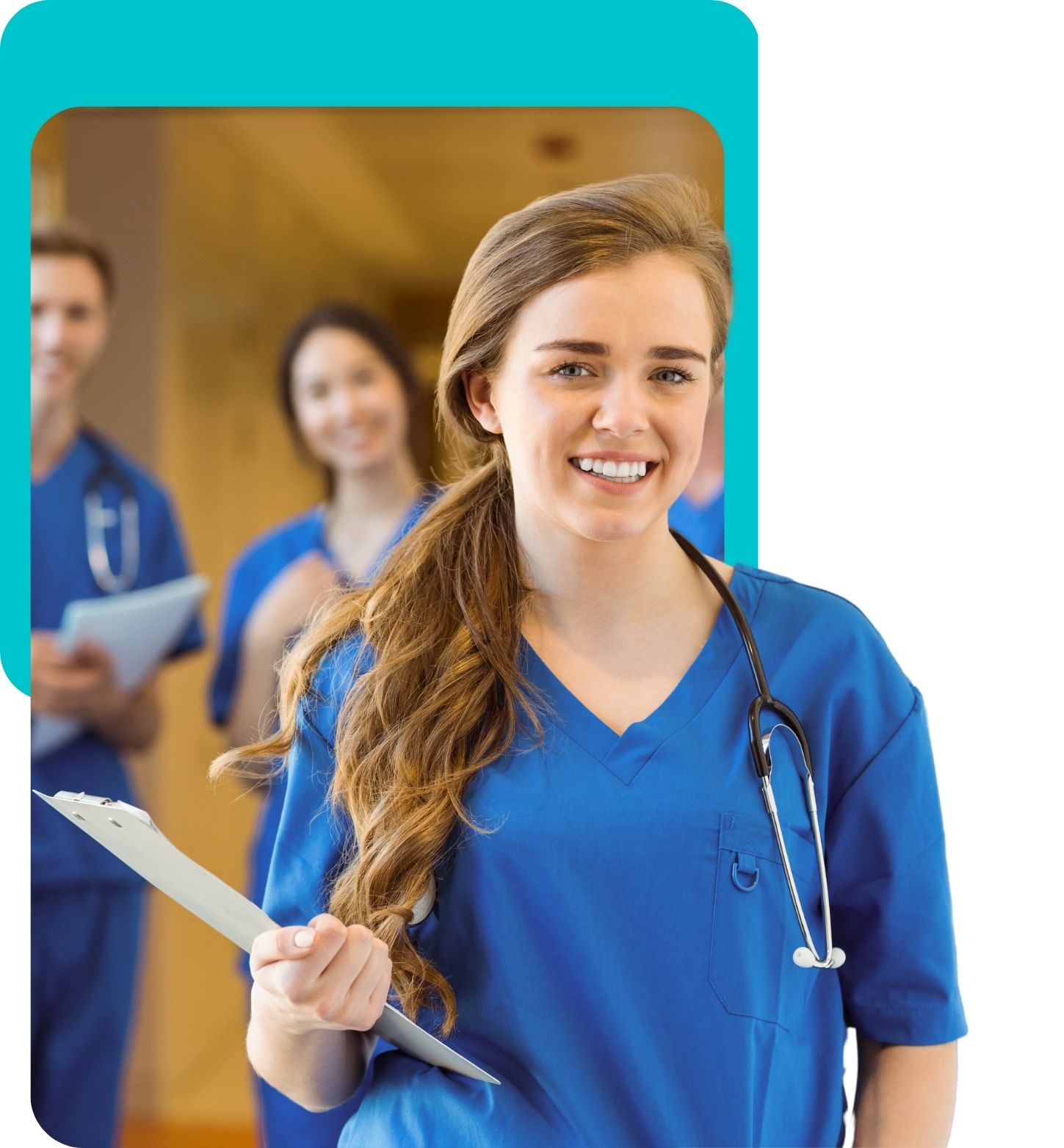 Medical Student attending medical school with peers.