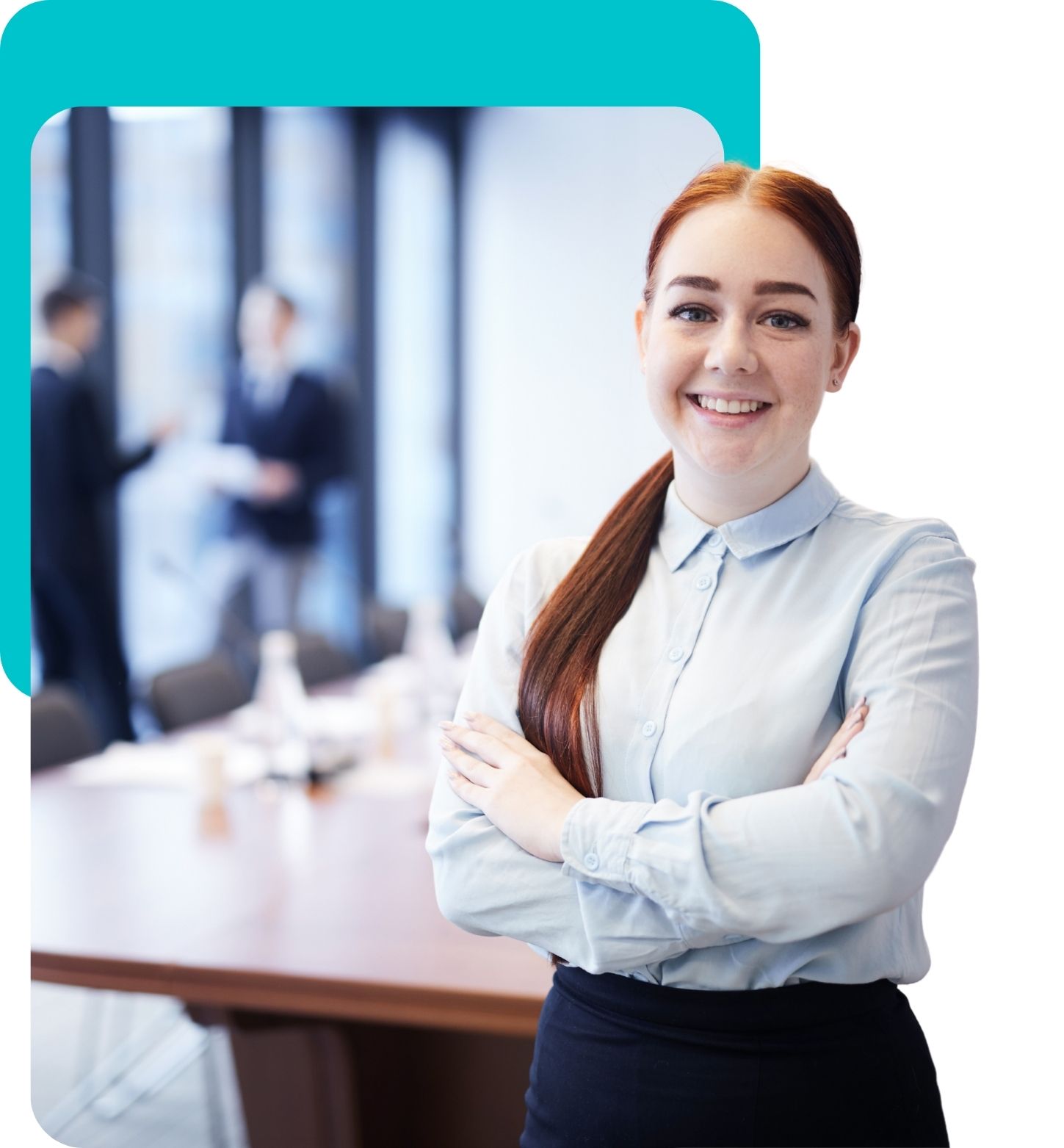 Business student on work placement in an office setting.